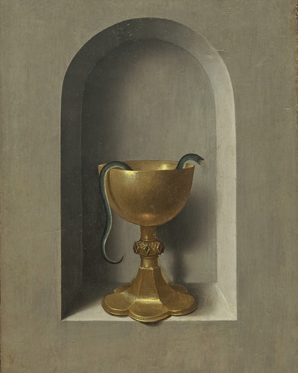 Hans Memling, Calice di san Giovanni Evangelista (1470-1475 circa), oil su tavola. Washington, Samuel H. Kress Collection.